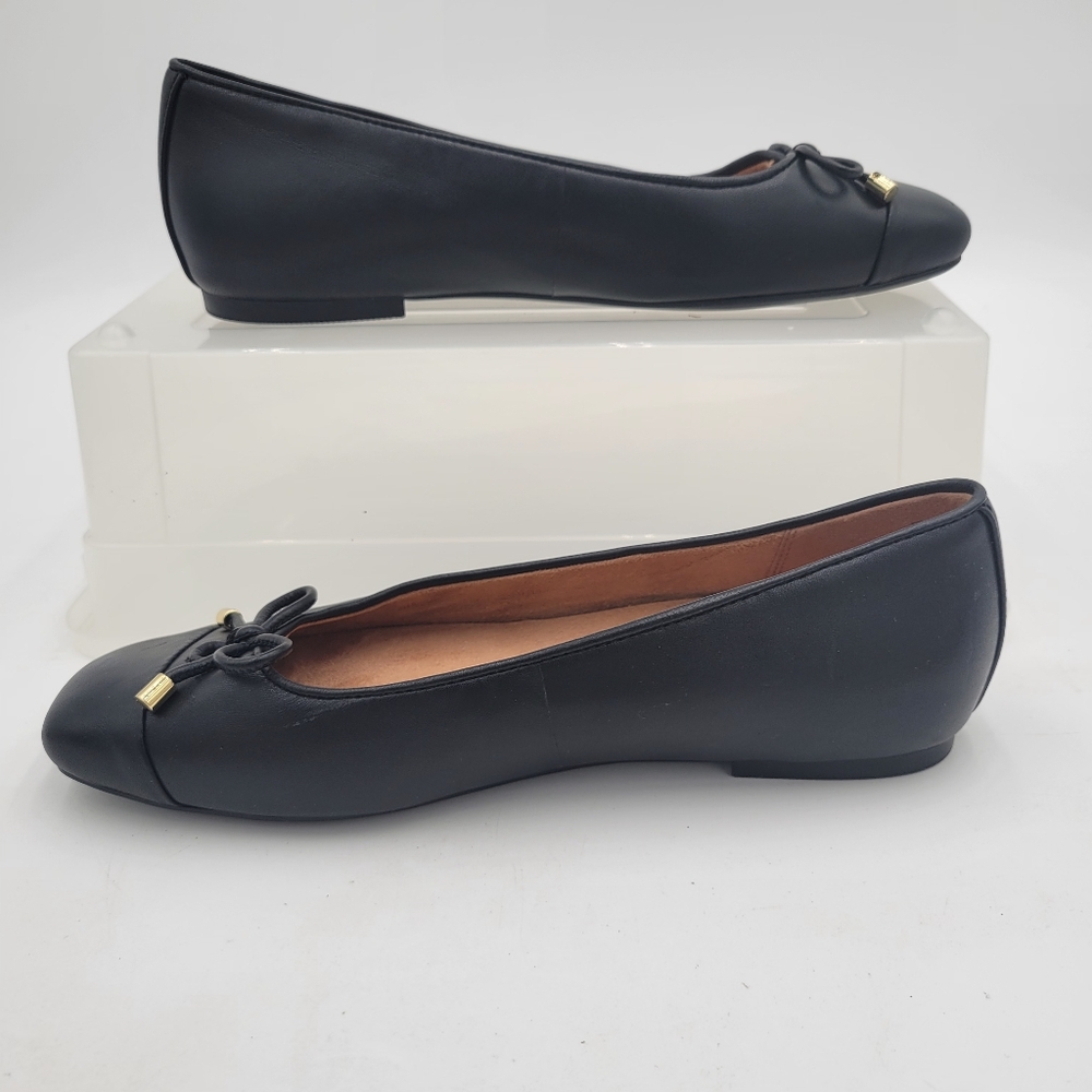 Vionic Womans Klara Ballet Flat Black Size 8 Square Toe Bow Detail Leather - Picture 4 of 10